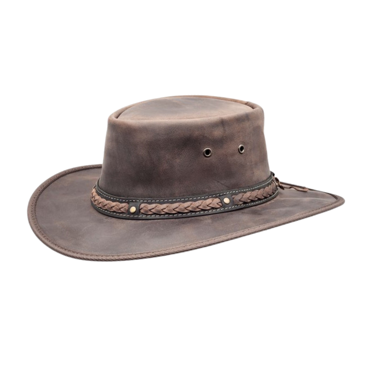 Barmah 1022 CC Choc Squashy Bronco Leather Hat with Cooper Hat