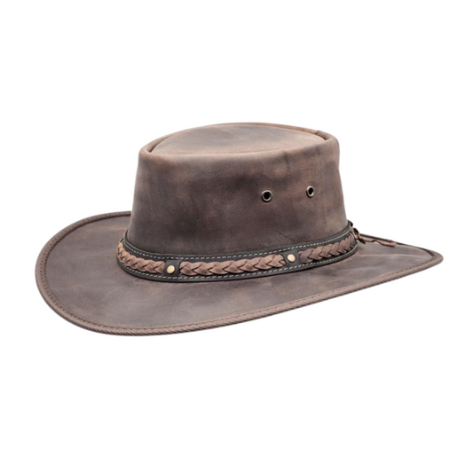 Barmah 1022CC Squashy Bronco Leather Hat with Cooper Hat Band - Choc