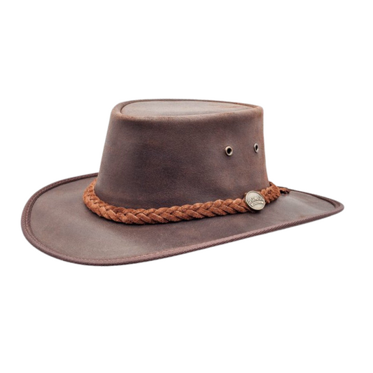 Barmah 1024BR Squashy Oiled Suede Leather Hat - Dark Brown