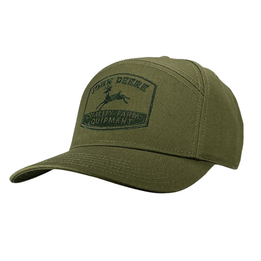 John Deere Cotton Twill 7 Panel Embroided Cap - Olive
