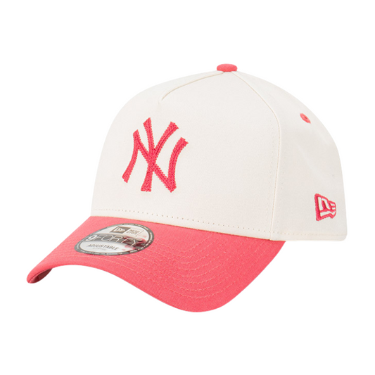 New Era New York Yankees 9FORTY A Frame Cap - White Cork/Litmus Pink