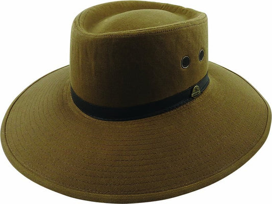 The Man From Snowy River Denny Wide Brim Waxed Cotton Hat - Tan