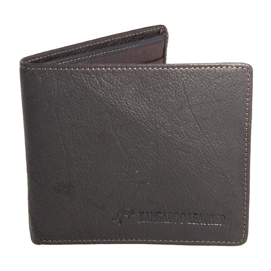 Barmah Kangaroo Leather 1 Fold Wallet - Brown