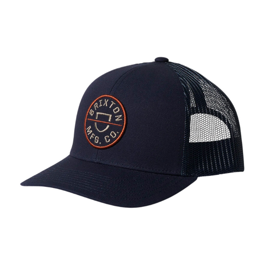 Brixton Crest X MP Mesh Cap - Washed Navy/Oatmeal/Marsala Red