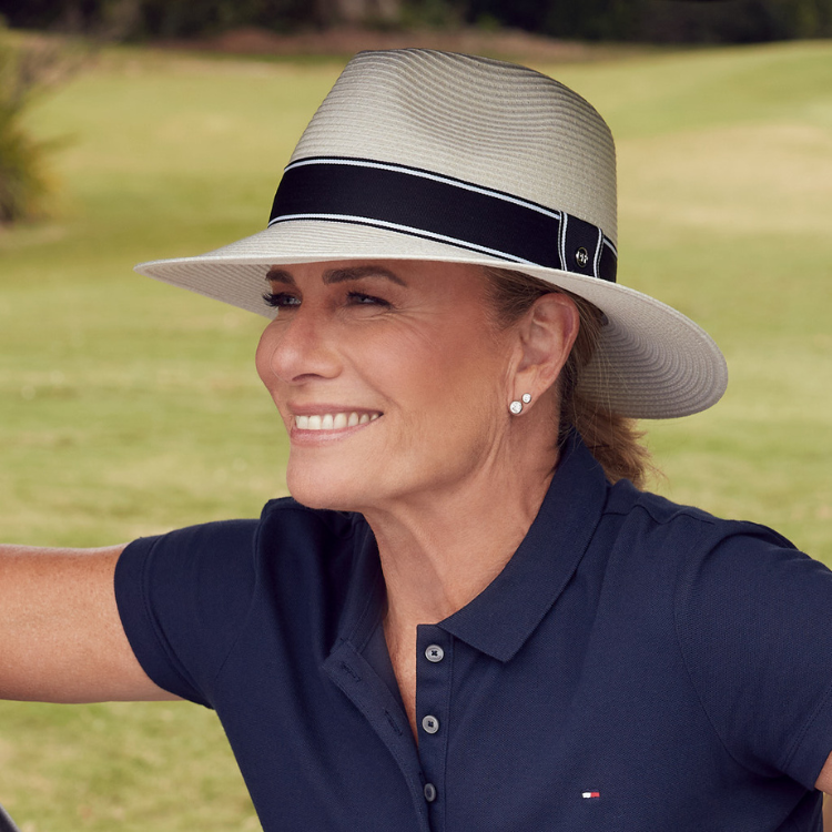 Canopy Bay by Deborah Hutton Chicago Golf Fedora Ivory/Black Hats