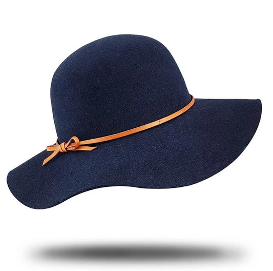 HW Collection Evalina Wide Brimmed Hat - Navy