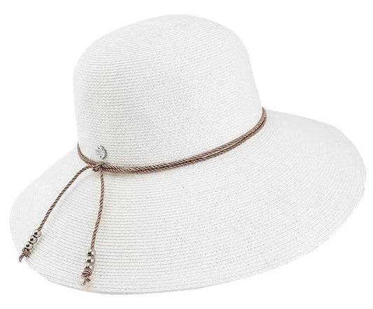 HW Collection Meilani Wide Brim Cloche Hat - White