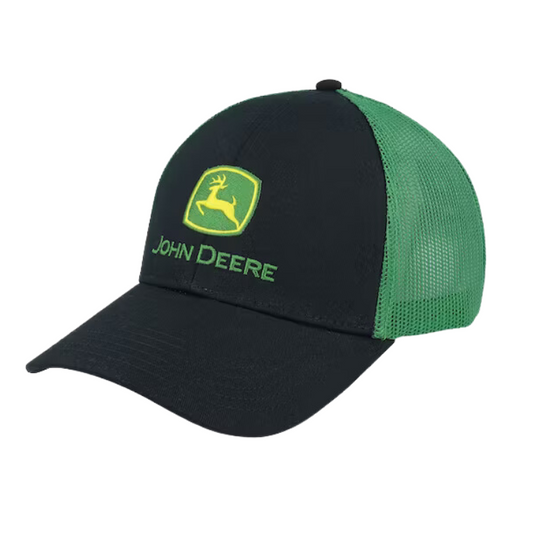 John Deere 6 Panel Mesh Cap - Black/Green