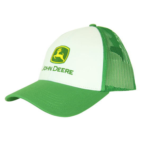 John Deere 6 Panel Mesh Cap - White/Green