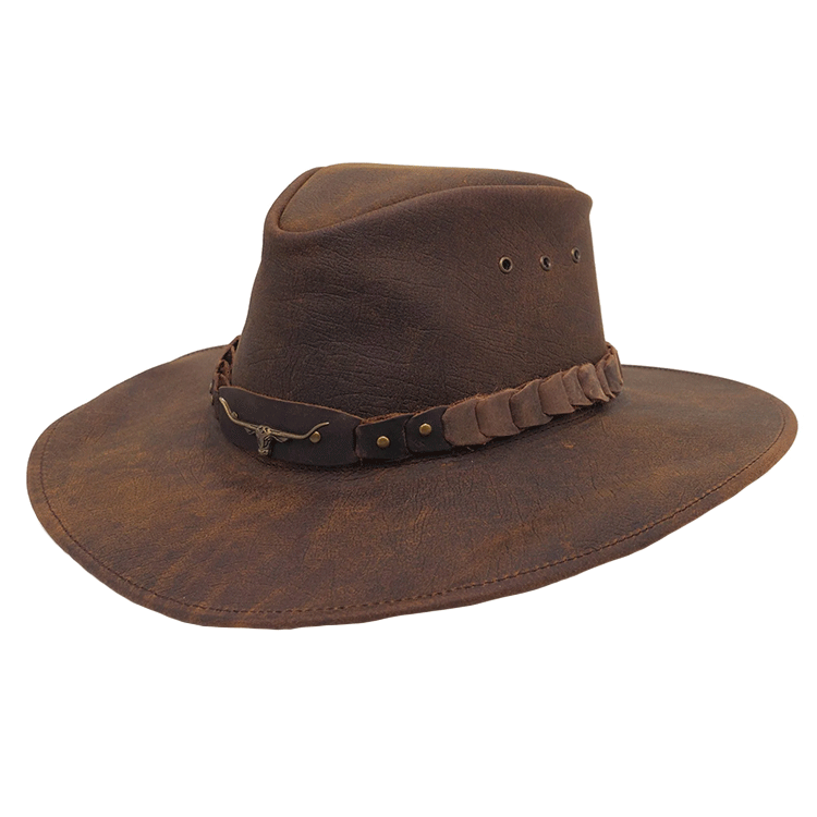 Kakadu Brumby Shapeable Leather Hat - Tobacco