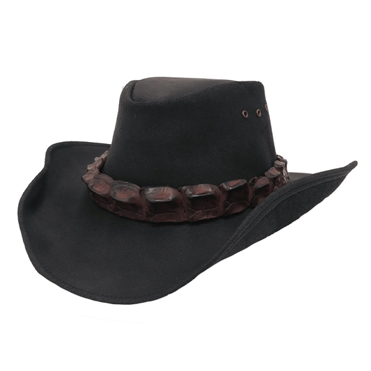 Kakadu Longreach Shapeable Leather Hat - Black