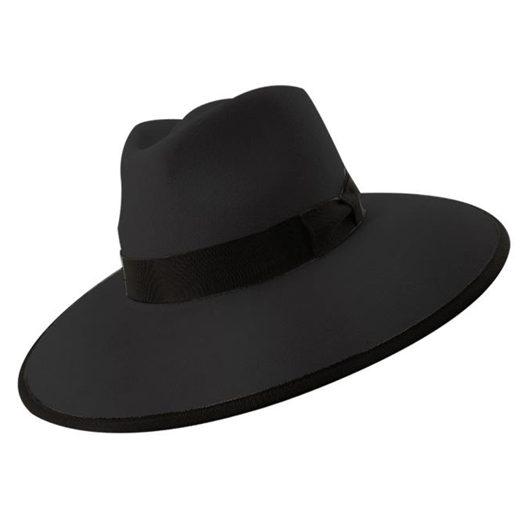 Wide brim black and top white hat