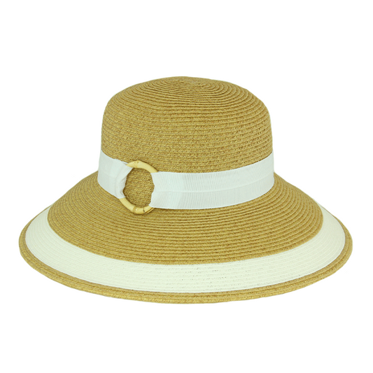 Sundaise Lilly Wide Brim Hat - Natural/White