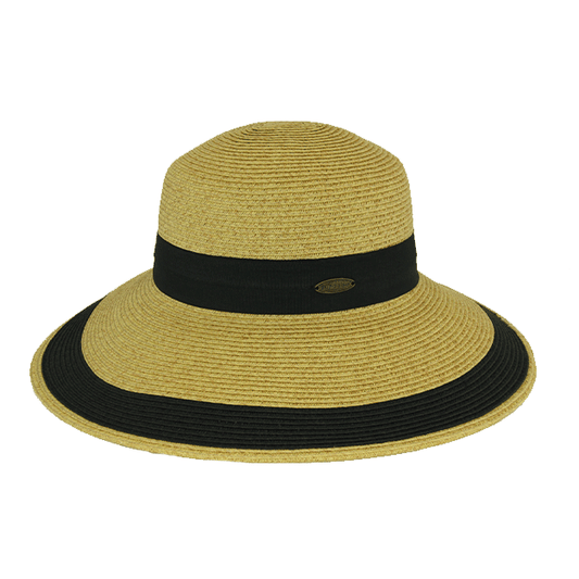 Sundaise Maggie Wide Brim Hat - Natural/Black