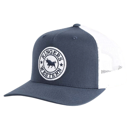Ringers Western Signature Bull Trucker - Navy & White with Navy & White Patch