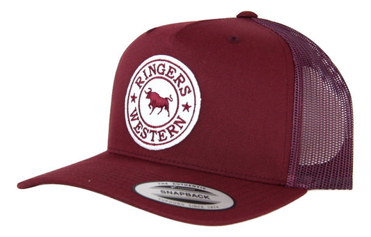 Ringers Western Signature Bull Trucker Burgundy with Burgundy & White Patch
