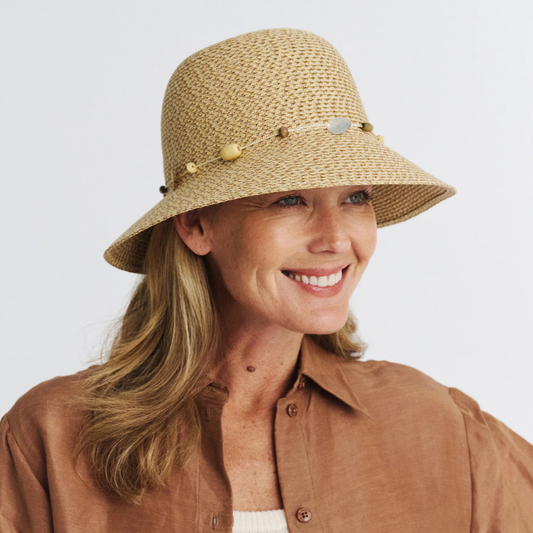Cancer Council Ladies Bohemian Bucket Hat - Natural Fleck