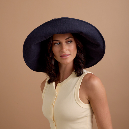 Avenel of Melbourne Indigo Shapeable Wide Brim Hemp - Navy