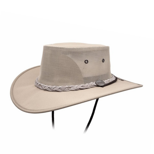 Barmah 1057BE Canvas Drover Airflow Hat - Beige