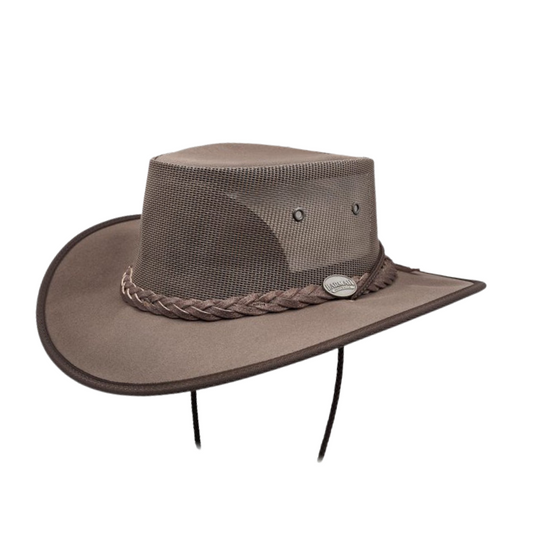 Barmah 1057BR Canvas Drover Airflow Hat - Brown