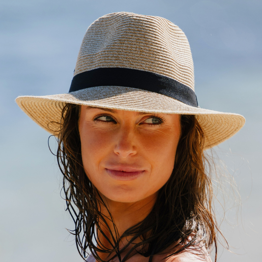 Before Dark Packable Unisex Fedora - Natural/Black