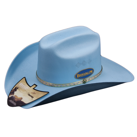 Brigalow Adults Coloured Straw Cheyenne Hat - Light Blue