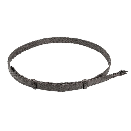 Badgery Hand Pleated Kangaroo Leather 6 Plait Hat Band - Black