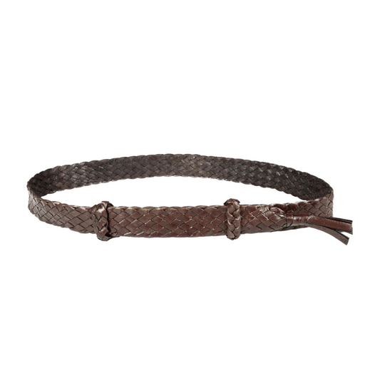 Badgery Hand Pleated Kangaroo Leather 8 Plait Hat Band - Brown