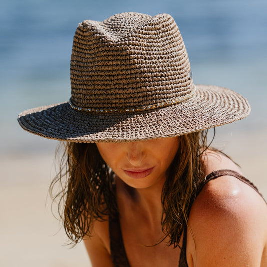 Before Dark Ladies Magdalena Raffia Fedora - Mushroom