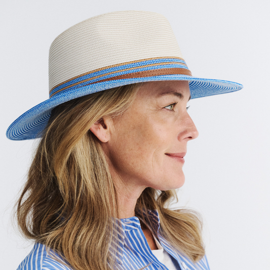Cancer Council Heritage Town & Country Hat - Ivory/Blue