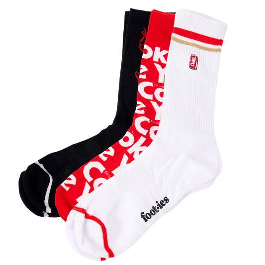 Footies Coca Cola Retro Sneaker Socks 3 Pack Gift Can - Red