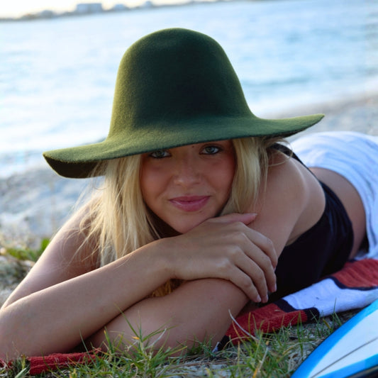 GC Hats Hillbilly Nomad Wool Felt Hood Hat - Forest Green