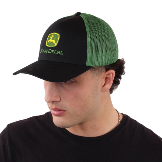 John Deere 6 Panel Mesh Cap - Black/Green