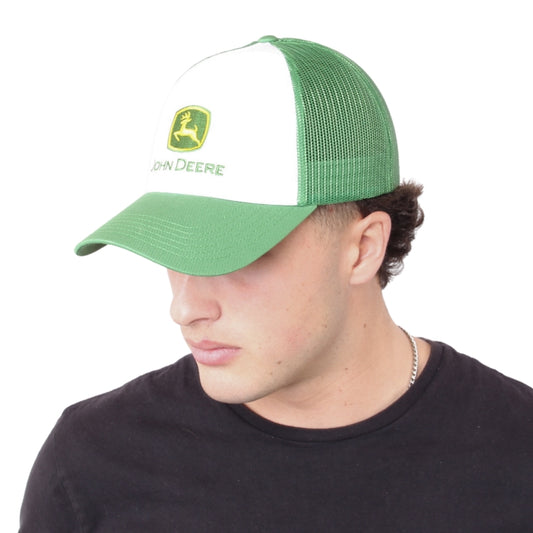 John Deere 6 Panel Mesh Cap - White/Green