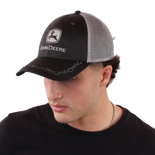 John Deere Oilskin Trucker Cap - Black/Silver