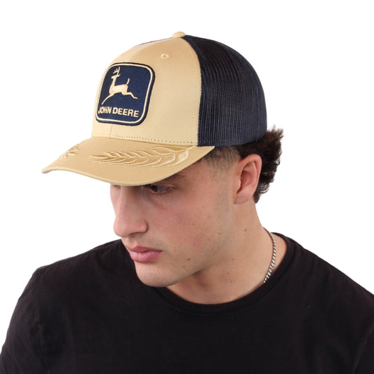 John Deere Twill Mesh Cap - Wheat/Navy