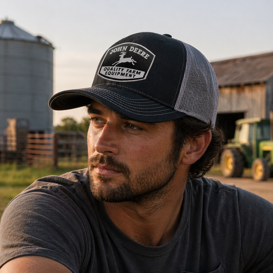 John Deere Retro Logo Mesh Cap - Charcoal/Black