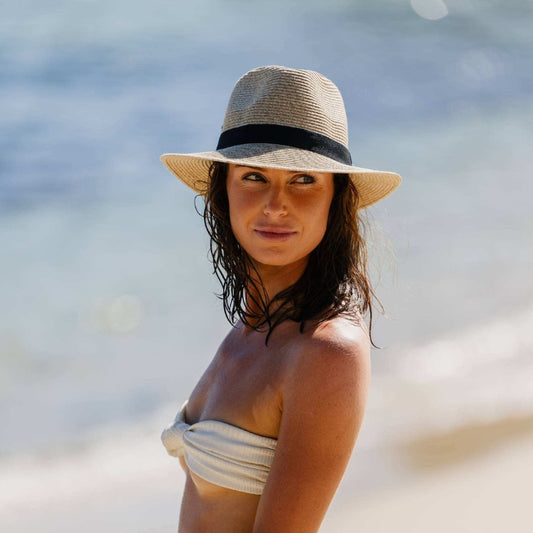 Before Dark Packable Unisex Fedora - Natural/Black