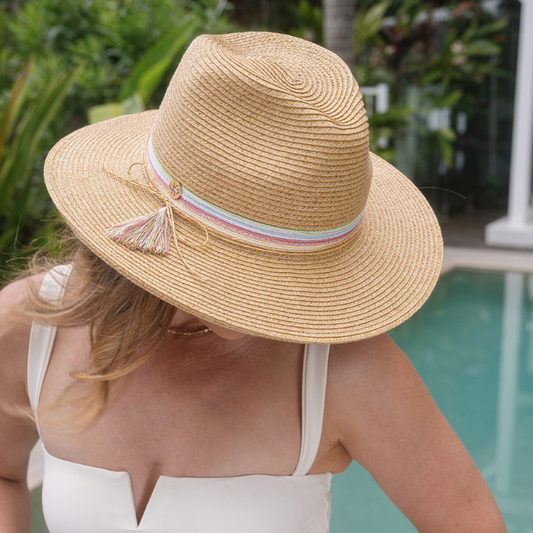 Sundaise Kylie Panama - Coloured Stripes with Tassel