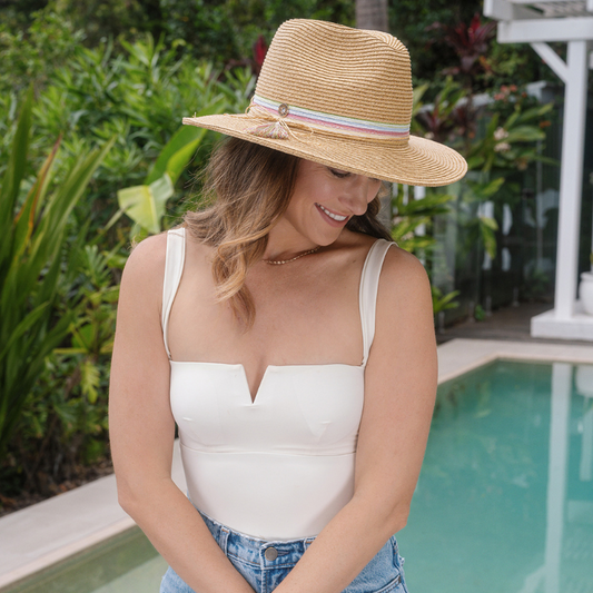 Sundaise Kylie Panama - Coloured Stripes with Tassel