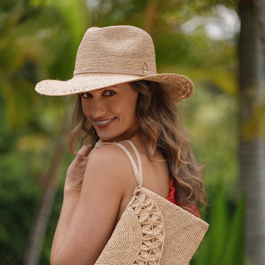 Sundaise Charlotte Crochet Fedora - Natural