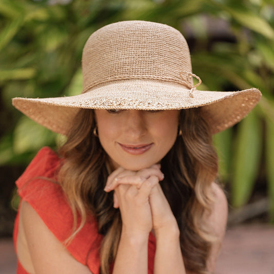 Sundaise Cora Crochet Wide Brim - Natural