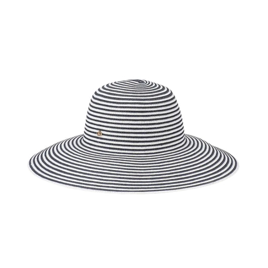 Avenel Venice Stripe Braid Capeline Hat - White/Navy