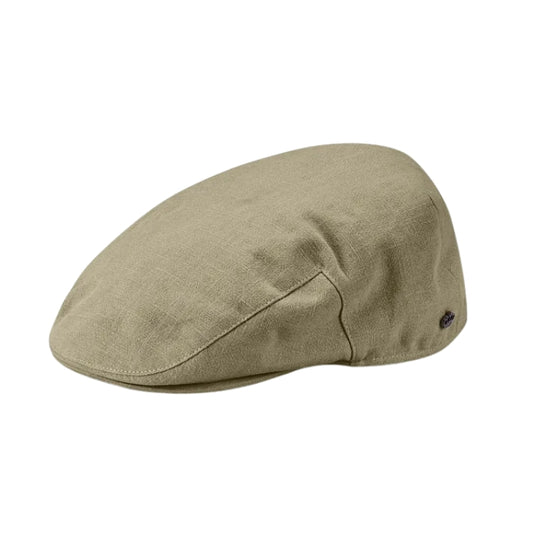 Avenel Finch Linen Cotton Flat Cap - Olive