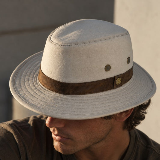 Avenel Grayson Cotton Twill Wanderer - Natural (Small Brim)