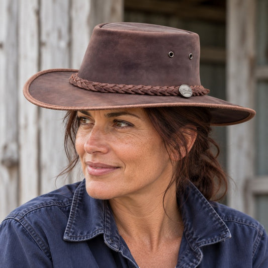 Barmah 1026BR Squashy Full Grain Leather Hat - Brown