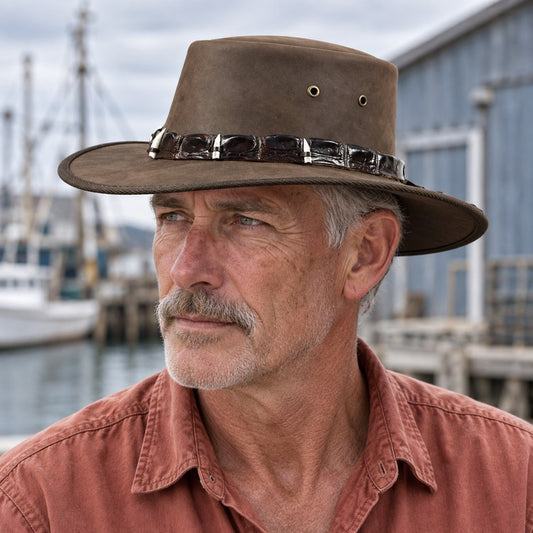 Barmah 1033MC Outback 5 Croc Teeth Crocodile Hat - Brown