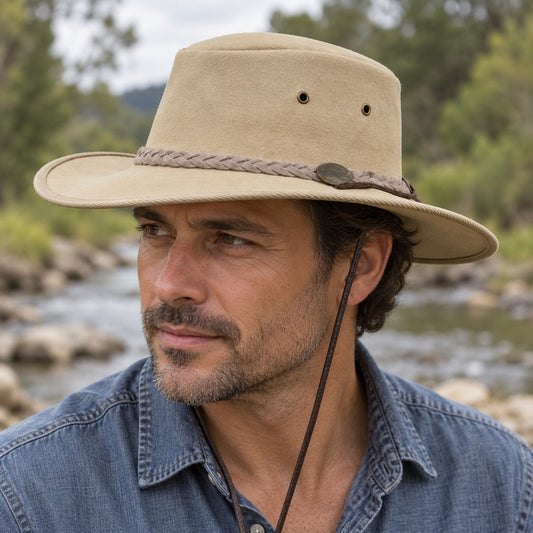 Barmah 1054 BE Beige Drover Allover Canvas Hat