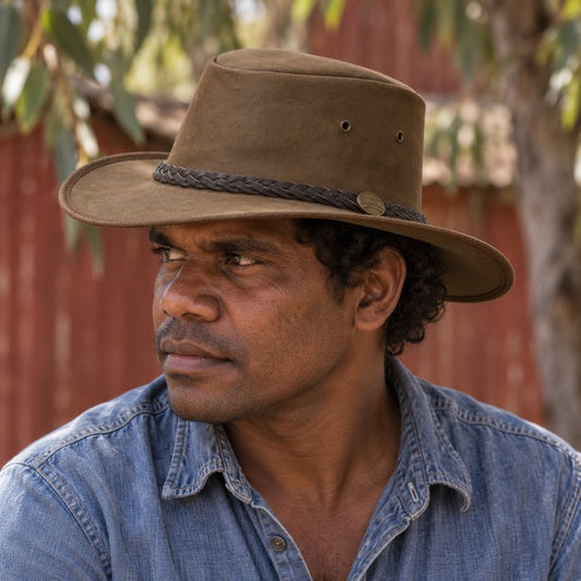 Barmah 1054 BR Brown Drover Allover Canvas Hat