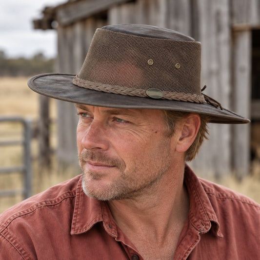 Barmah 1038BC Squashy Kangaroo Cooler Hat - Dark Brown